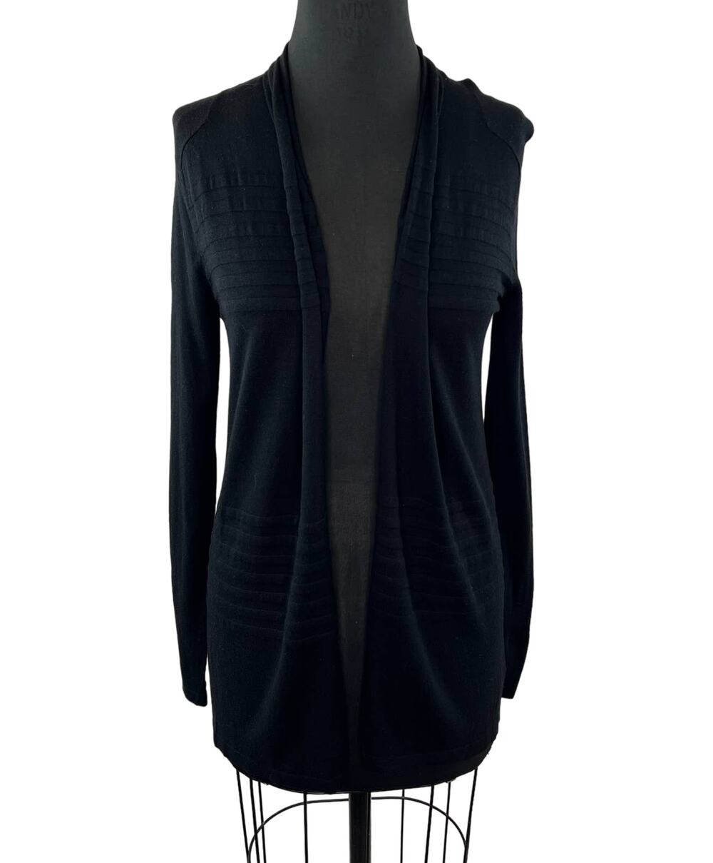 THEORY Black Viscose-Silk Blend Long Sleeve Open Front Cardigan Sweater Size XS